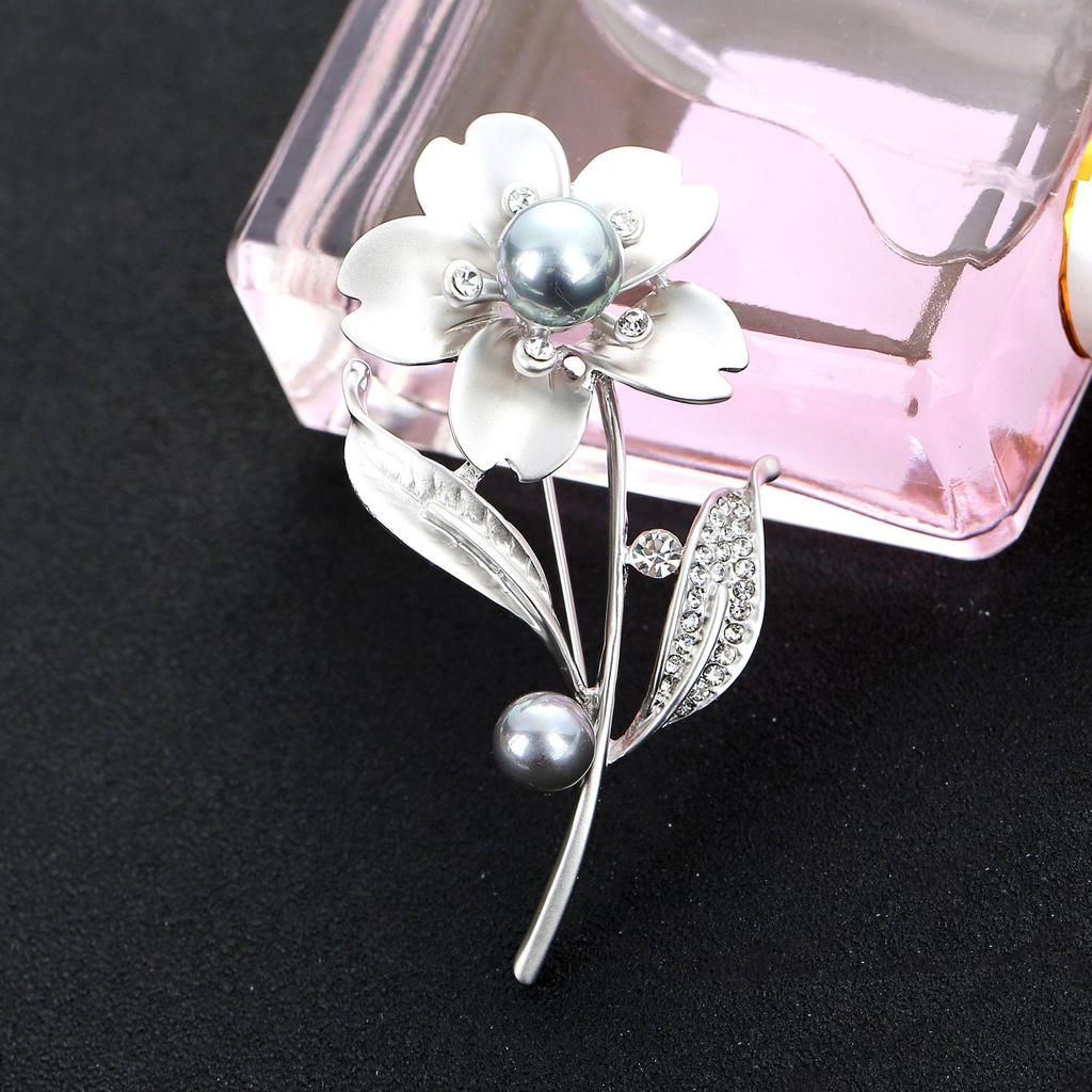 Korean Style Sunflower Pearl Brooch - Retro Fashion Rhinestone Pin Accessory
