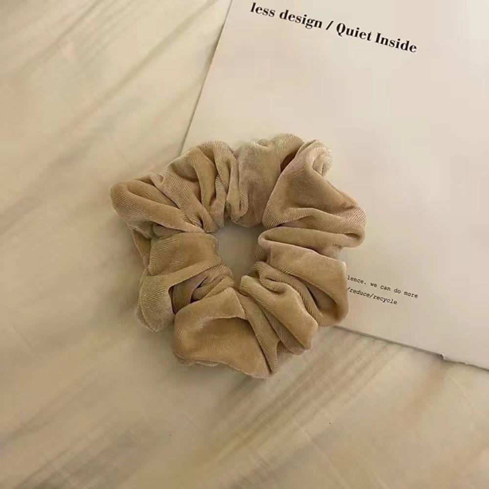 4pcs Velvet Scrunchies Neutral Tones Soft Plush Perfect for Retro Daily Styles Cozy Chic Hair Accessories