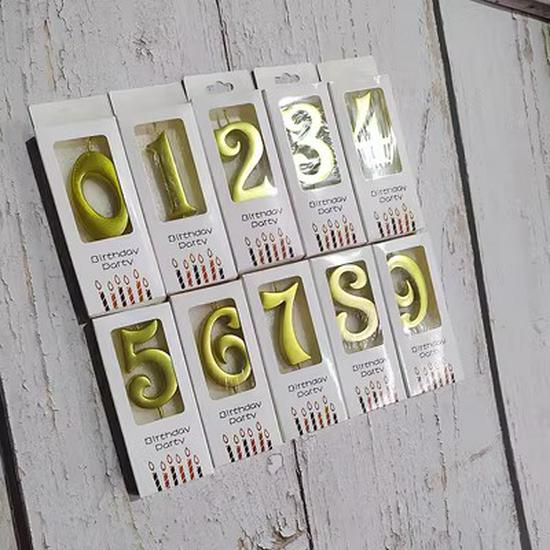 Gold Number Birthday Candles - Large Box Set for Kids' Birthday or Full Moon Party Cake Decorations (10 Boxes)