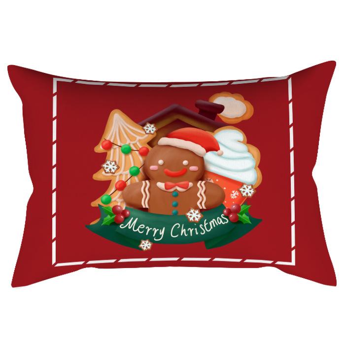 Weihnachten Bedruckter Pfirsich Samt Taillenkissenbezug Weihnachtsmann Schneeflocke Heimdeko Feiertags-Kissenbezug Dekokissen