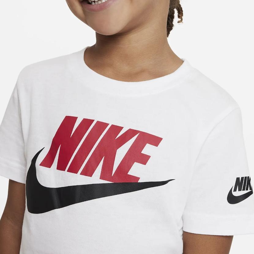 Nike Letter Print Crew Neck Pullover Sports Short Sleeve T-Shirt Kids Tops White DX7633-100
