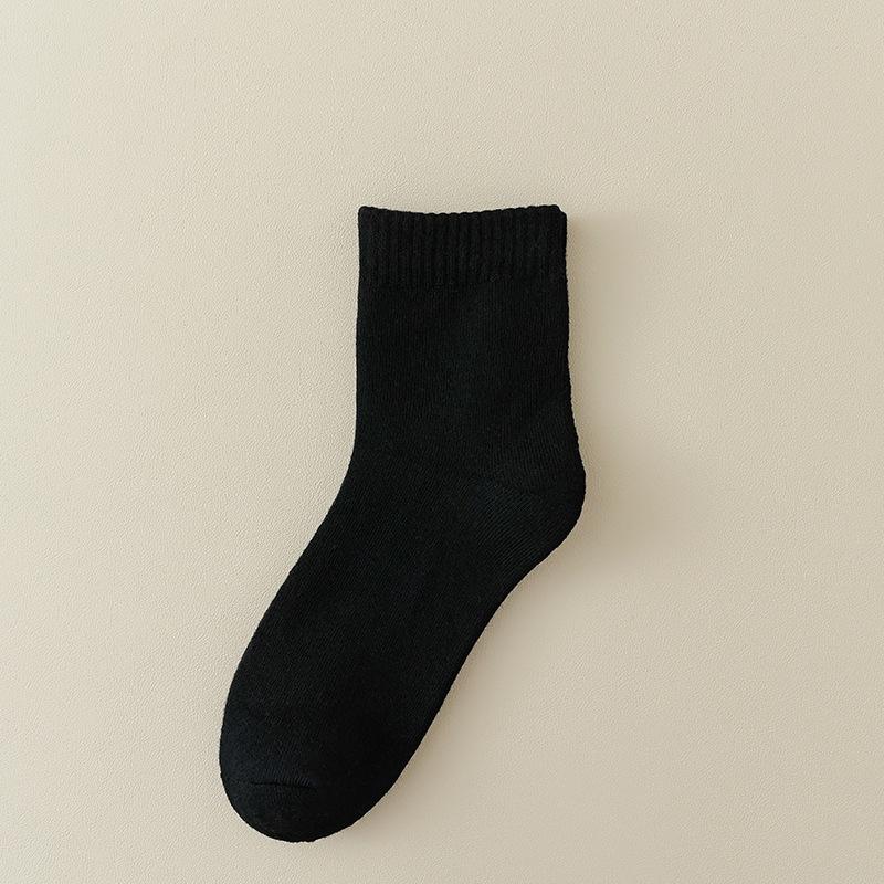 5 Paar warme und vielseitige Mid-Calf-Socken aus Fleece und mit verdickter Schlaufe für Damen im Herbst und Winter