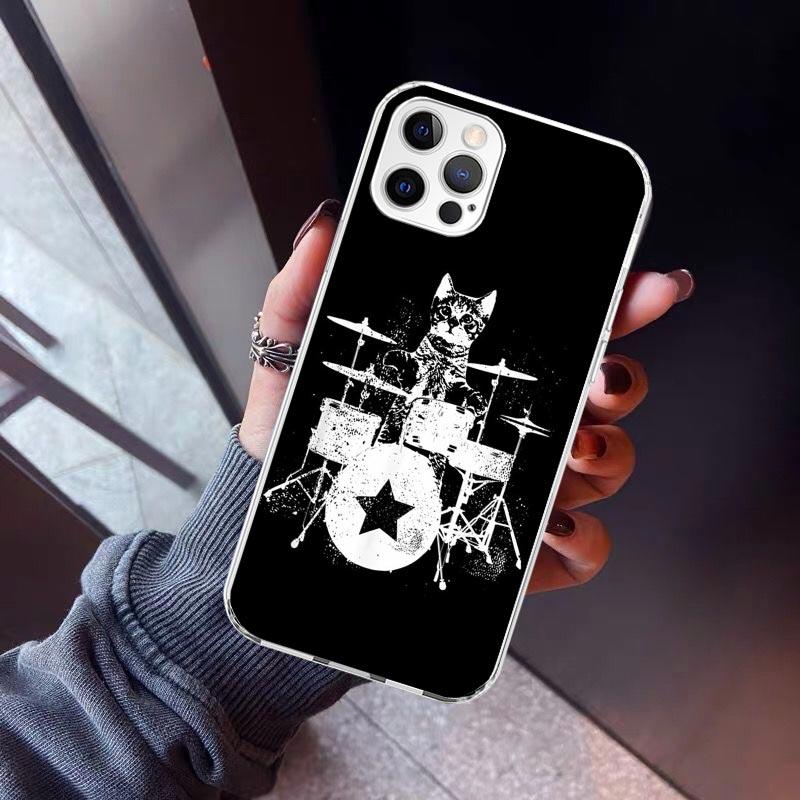 Musical Instrument Drum Rock Phone Case For iPhone 17 Air 11 13 Mini 14 15 Plus 16 12 Pro Max 16E SE 7 8 Pattern Soft TPU Back C