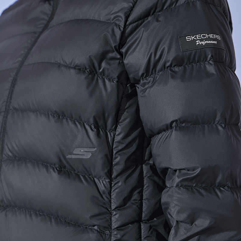 Skechers Sports Series Solid Color Zipper Hooded Long Sleeve Down Jacket Women Outerwear Carbon-Black P423W011-0018
