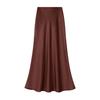 Elegant Satin Fishtail Midi Skirt - Women's High-Waist Silhouette for Summer