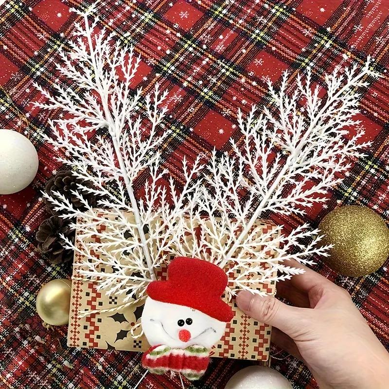 12/24 Stück Künstliche Kiefernzweige Weihnachten Gold Silber Kunstpflanzen Glitzergirlande Weihnachtsbaumschmuck Raumdekoration Pflanze
