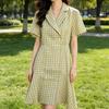 La Chapelle Lightweight Breathable Green Plaid Dress