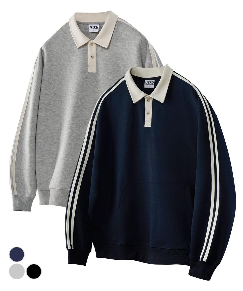UNTAPPED STUDIO Track Rugby Collar Oversized Sweatshirt 3 Colors