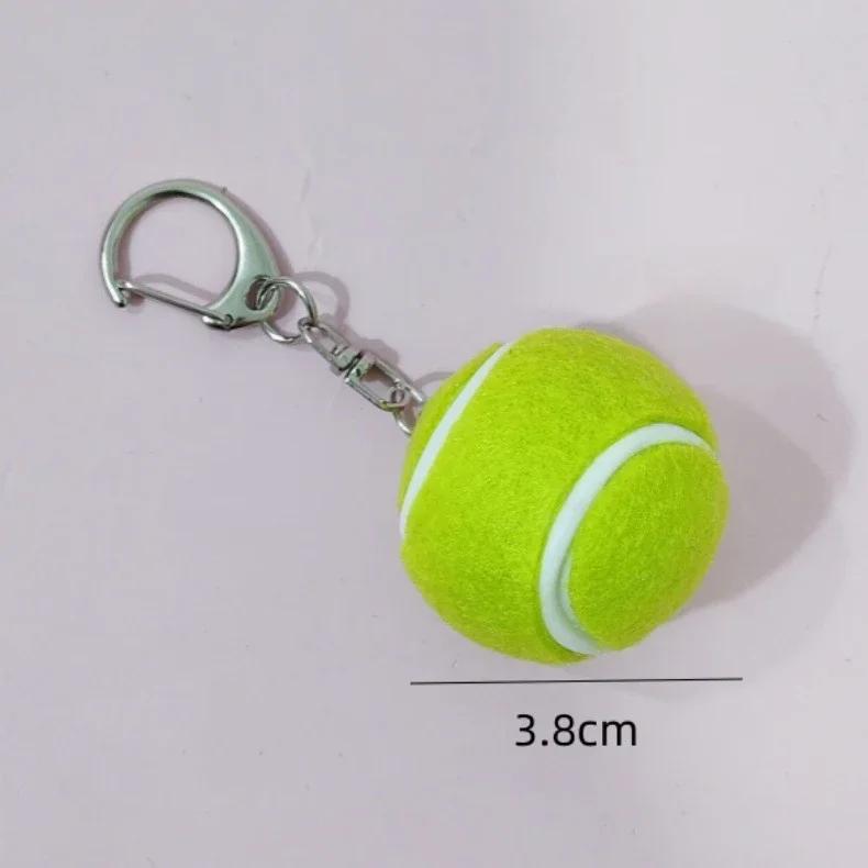 Cute Tennis Ball Keychains 3.8cm Green Tennis Ball Sport Style Keychain Schoolbag Pendant Gift for Friends