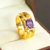 Amethyst Oval Cut With 925 Sterling Silver Gold Plated Ring For Men's #A677 JL375658849140