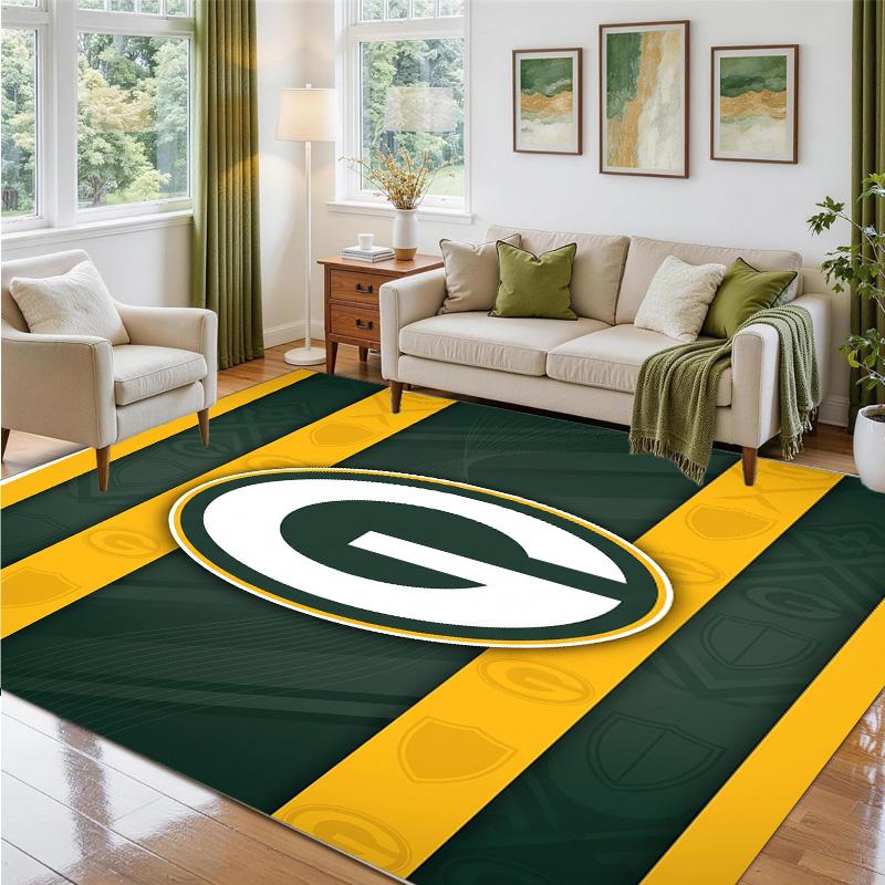 Green Bay Packers Design Crystal Velvet Rug Soft Decorative Mat for Bedroom Entrance
