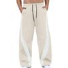Men's Looped Sweatpants, Color-blocked Line Casual Pants, Men's Loose Pants