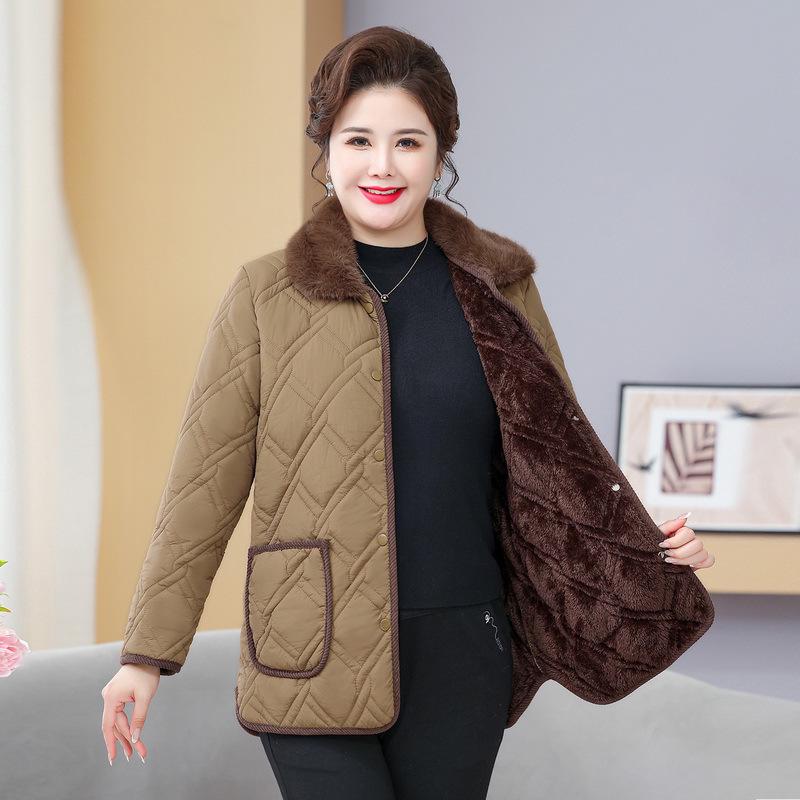 Mamas Baumwolljacke mit Fleecefutter in Übergröße: Gemütliche Herbst-/Winterkleidung für Frauen mittleren Alters und ältere Frauen