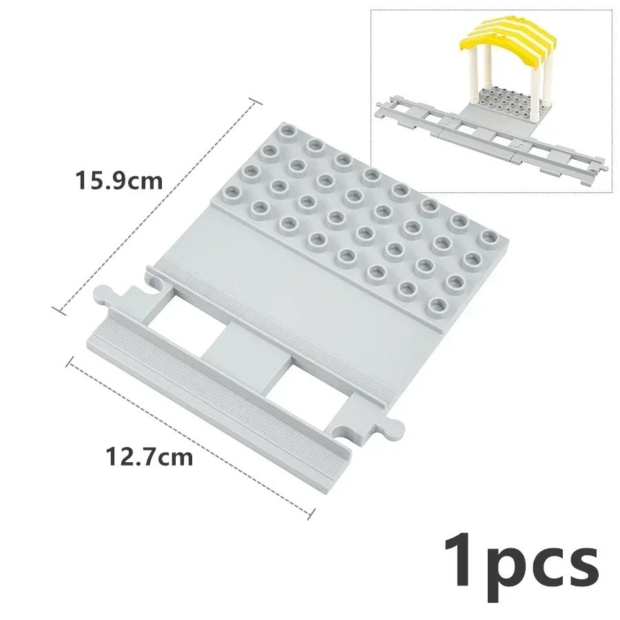 City Train Car Transport Accessorie Straight Curved Uphill Rail Constructing Block Big Dimension Track Railway Brick Compatible Duploes