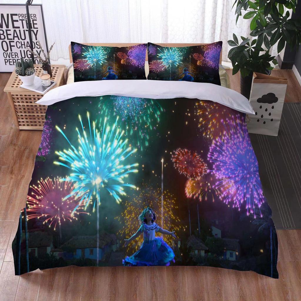 Magic Full House Three-Piece 3D Digital Printing Quilt Cover Pillowcase
