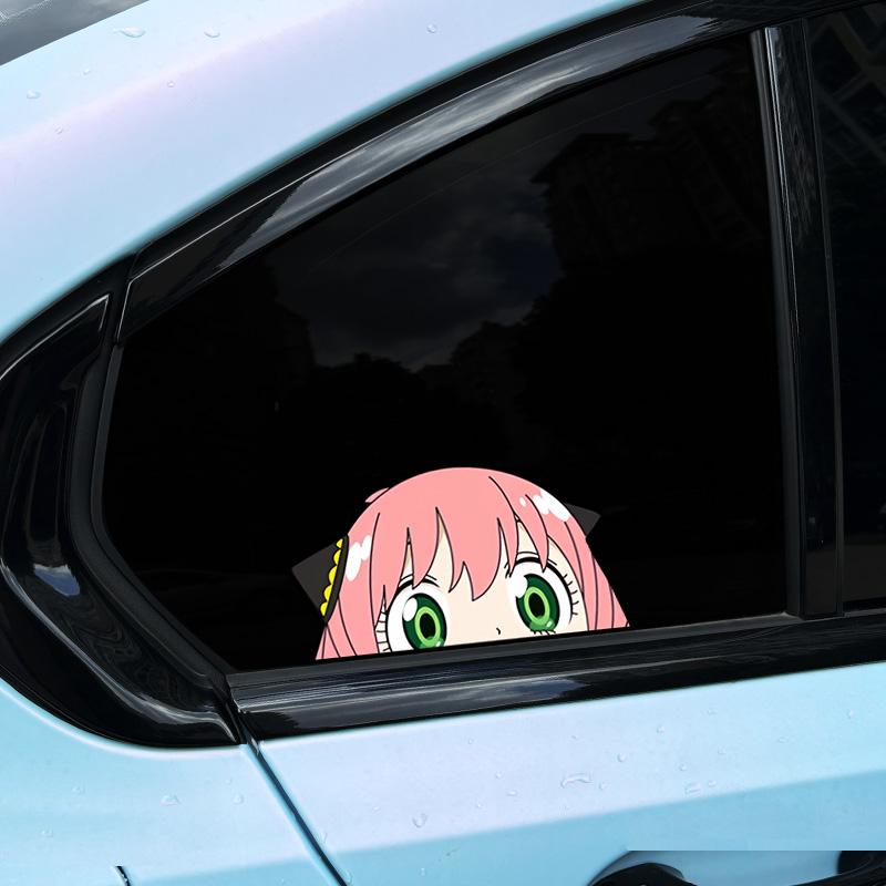 1PC Peeking Anya JDM Anime Car Stickers Waterproof Funny Auto Window Rear windshield Trunk Bumper Sunscreen Vinyl Decals