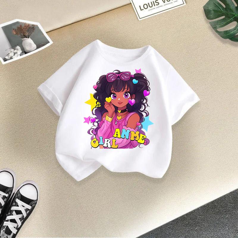 

Детская футболка Cool Girl с принтом Детская 100% хлопок Топы Круглый вырез Короткий рукав Детская 2-13 лет Футболка 9-10T(150cm)