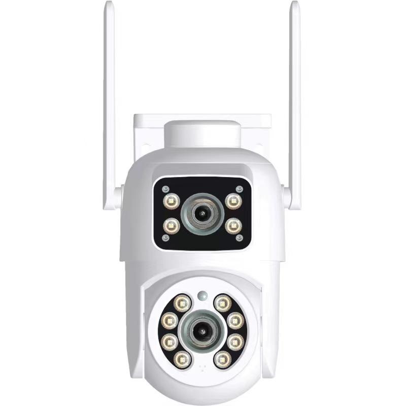 4MP HD Outdoor WiFi Dual-Lens Surveillance Camera with AI Tracking & Warning Light Alarm