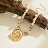 Exaggerated necklace New oversized alloy conch pendant Beach ocean shell string chain Women's collarbone chain