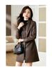Women's High-End Slimming Lambskin Leather Jacket - Mid-Length Coat for Spring and Autumn