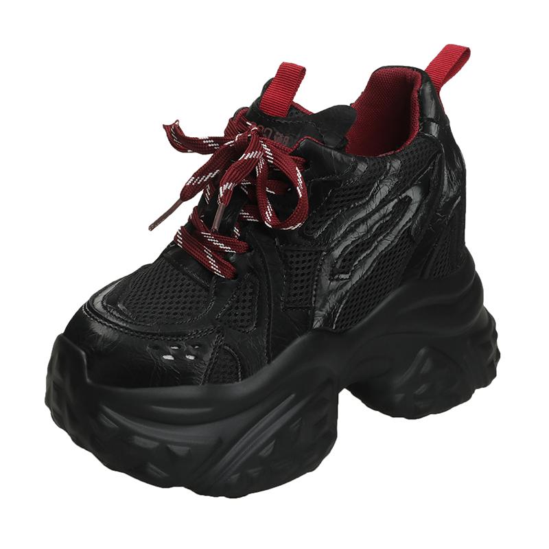 

Мода 12 см Женские кроссовки на платформе 2024 Лето Дышащая сетчатая обувь Женские туфли на танкетке Повседневная обувь Кроссовки на толстой подошве Повседневная обувь 39 чёрный