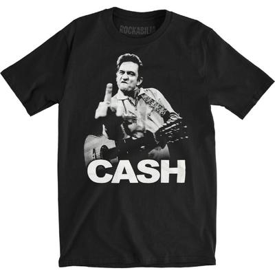 Johnny Cash Men's The Bird Slim Fit T-shirt Medium Black