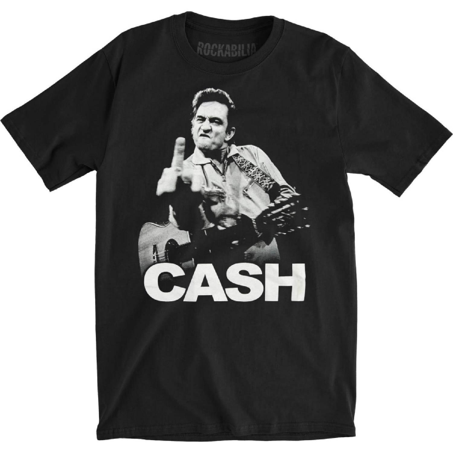 Мужская футболка Johnny Cash The Bird приталенного кроя, размер M, черная S