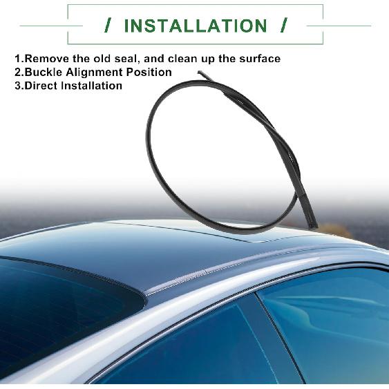 Motoforti Roof Sealing Strip, Weatherstrip Roof Trim Sunroof Seal, for Toyota Corolla 2009-2013, Rubber, Right Side, No.7555502110, Black, 1pc