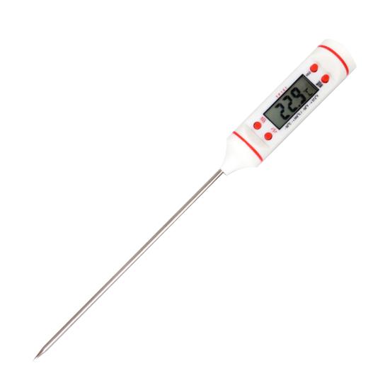 

Термометр для масла, чувствительный, точный ЖК-дисплей, зонд из нержавеющей стали, измеритель температуры мяса для дома белый