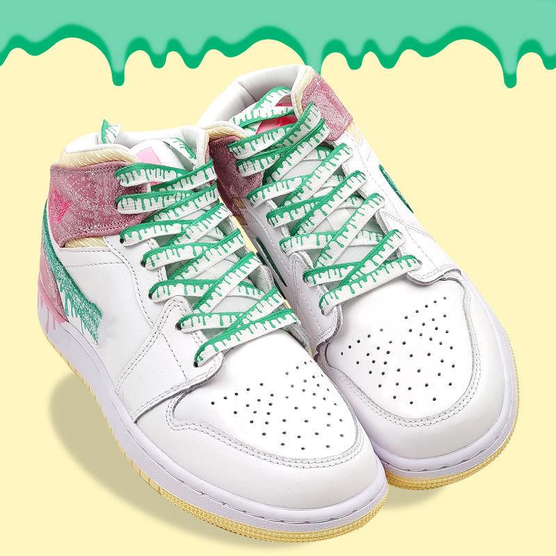 Ice Cream Shoelaces for Sneakers Mandarin Duck Powder Green Shoe Laces Flowing Shoelace Colorful Flower Ins Shoes Strings