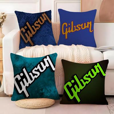 Elegant Beautiful Guitar Brand G-Gibson Pillow Case Double-Sided Printing Short Plush Sofa Cushion Cover Bedroom Bedside Pillow