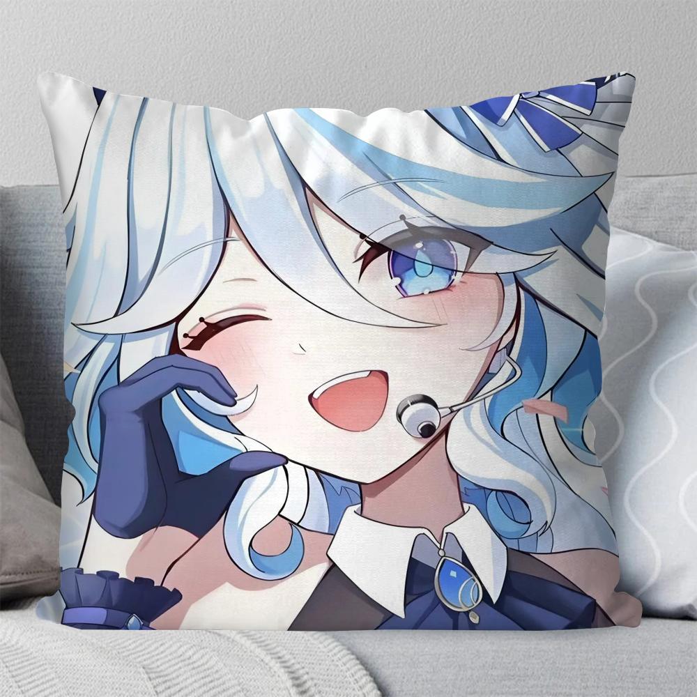 Furina Animation Spiel G-Genshin I-Impact Kissenbezug Quadratisches Kissen Schlafzimmer Sofa Freizeit Komfort Wohnzimmer Heimdekoration 40X40