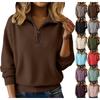 Autumn Winter Multi-Wear Half-Zip Knit Sweater with Zipper Collar for Women