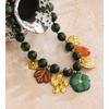 Eetit Stainless Steel Green Acrylic Beads Chain Handmade Jewelry Leaf Flower Heart Drop Charm Necklace 2025 Arrivals Popular