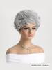 Syntetisk Dam Silvergrå 10 tum Lockig Kort Peruk Mjuk Värmetålig Naturlig Peruk med Lugg
