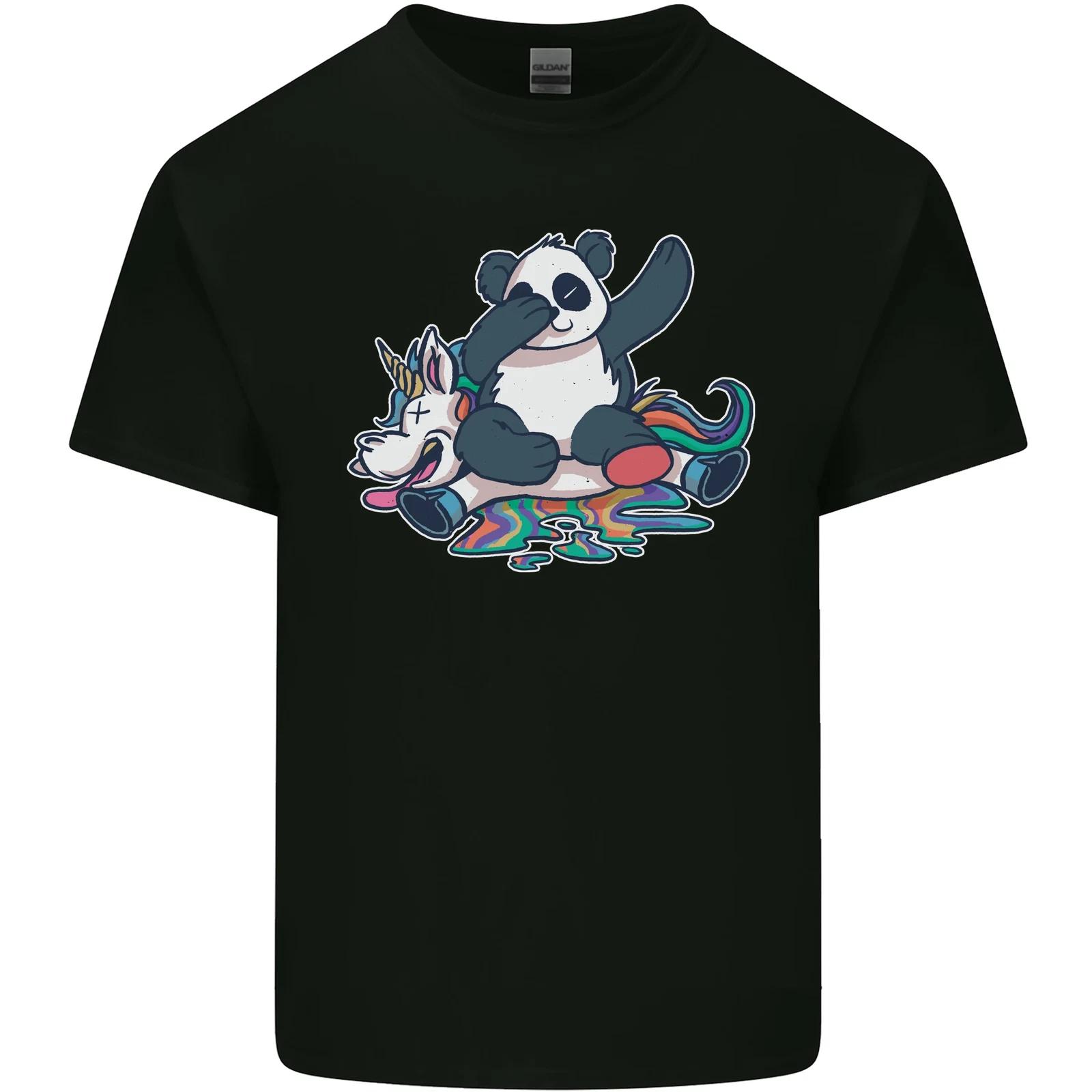 Dabbing Panda Squashing a Unicorn Funny Kids T-Shirt Childrens S