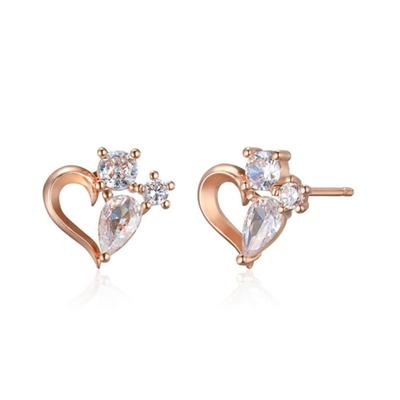CRANNE 14K GF Heart Cubic Stone Earrings C24EGF214
