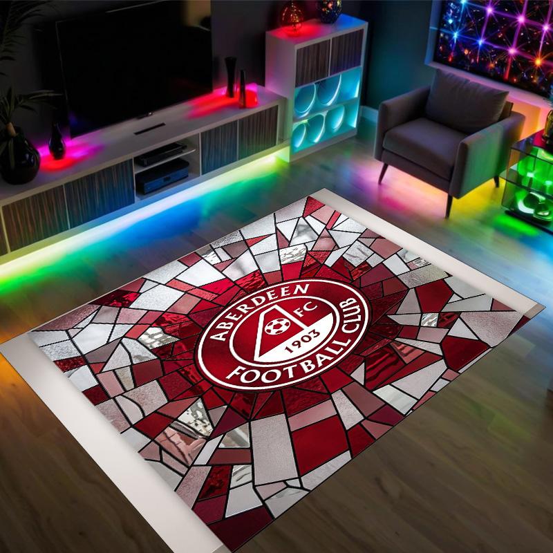 Aberdeen FC Design Crystal Velvet Carpet Cozy Non?Slip Printed Rug For Bedroom Living Room Entrance