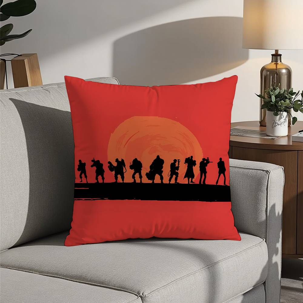 Tf2 Team F-Fortress 2 Pillow Case Sofa Decorative Home Double-sided Printing Short Plush Cushion Pillow Cover Holiday Gift