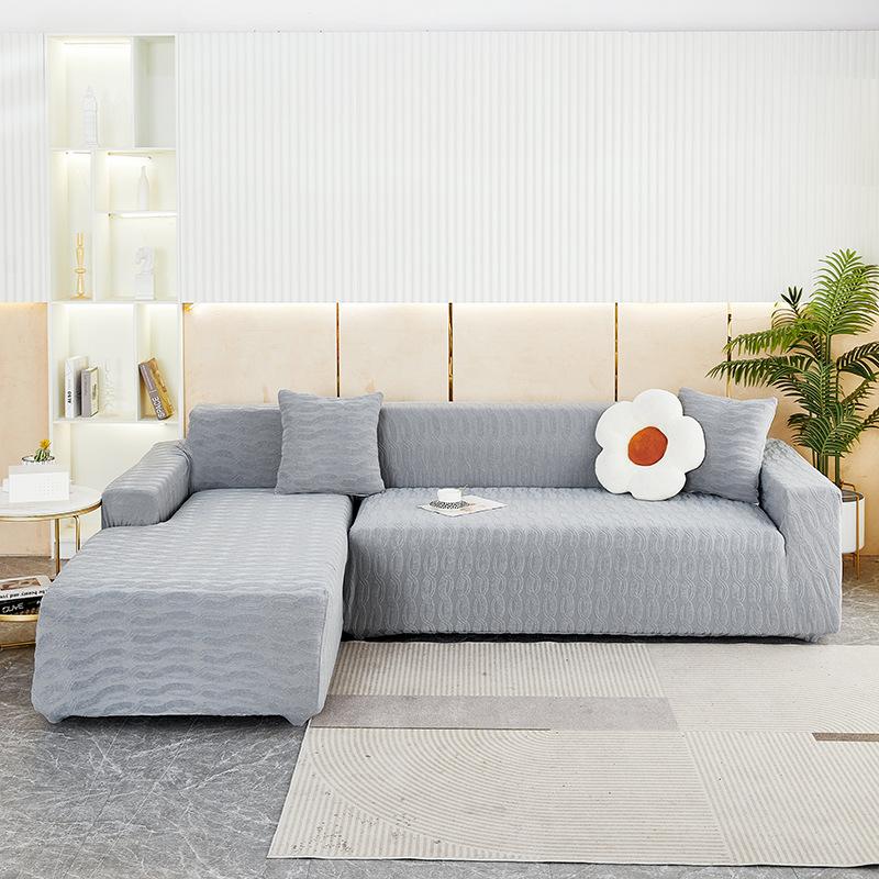 High-end Elastic Solid Color Thick Needle Thickened Jacquard Sofa Cover Embossed Dust Cover All-inclusive Sofa Cover