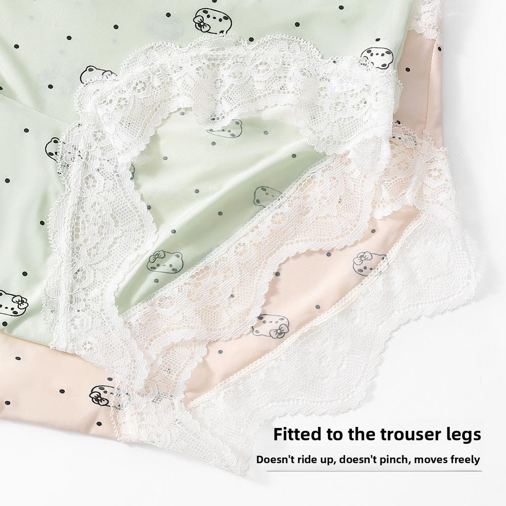 Ladies Spring and Summer New Lovely 10A Antibacterial Pure Cotton Crotch Ice Silk Briefs