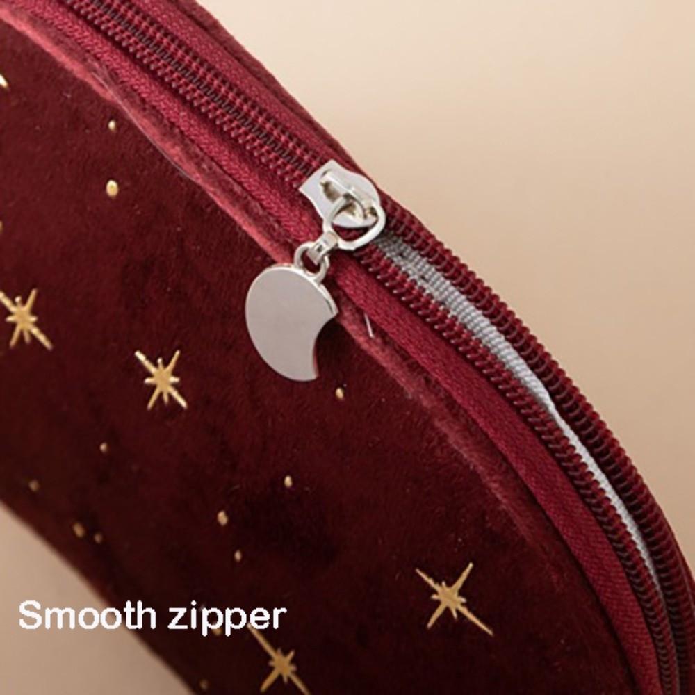 Large Capacity Women Toiletry Bag Portable Hot Stamping Star Pattern Clutch Bag Soft Velvet Beauty Case Pouch