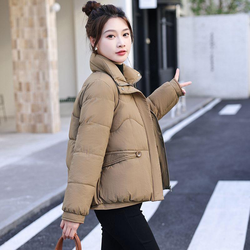 Women's Winter Short Cotton Padded Jacket Fashionable Korean Style Slim-Fit Loose Stand-Collar Cotton Coat