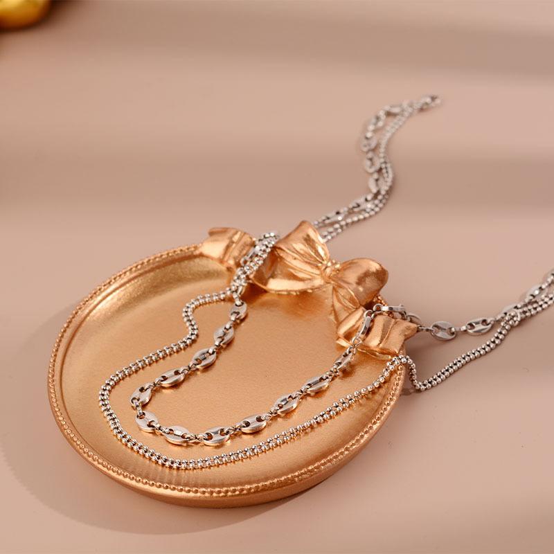 Retro High-End Double Chain Pig Nose Necklace Female Collarbone Chain Niche Design Accessories