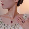 Jewelry Copper Bottom Gold-Plated Simulation Bird Red Corundum Temperament Jewelry Set Female 12 * 16