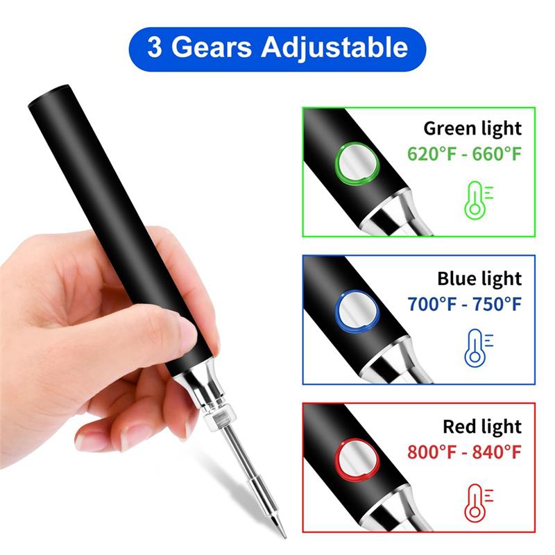 AD23-Cordless Soldering Iron Kit USB Rechargeable Portable Cordless Soldering Iron With 3PCS Soldering Tips Soldering Iron