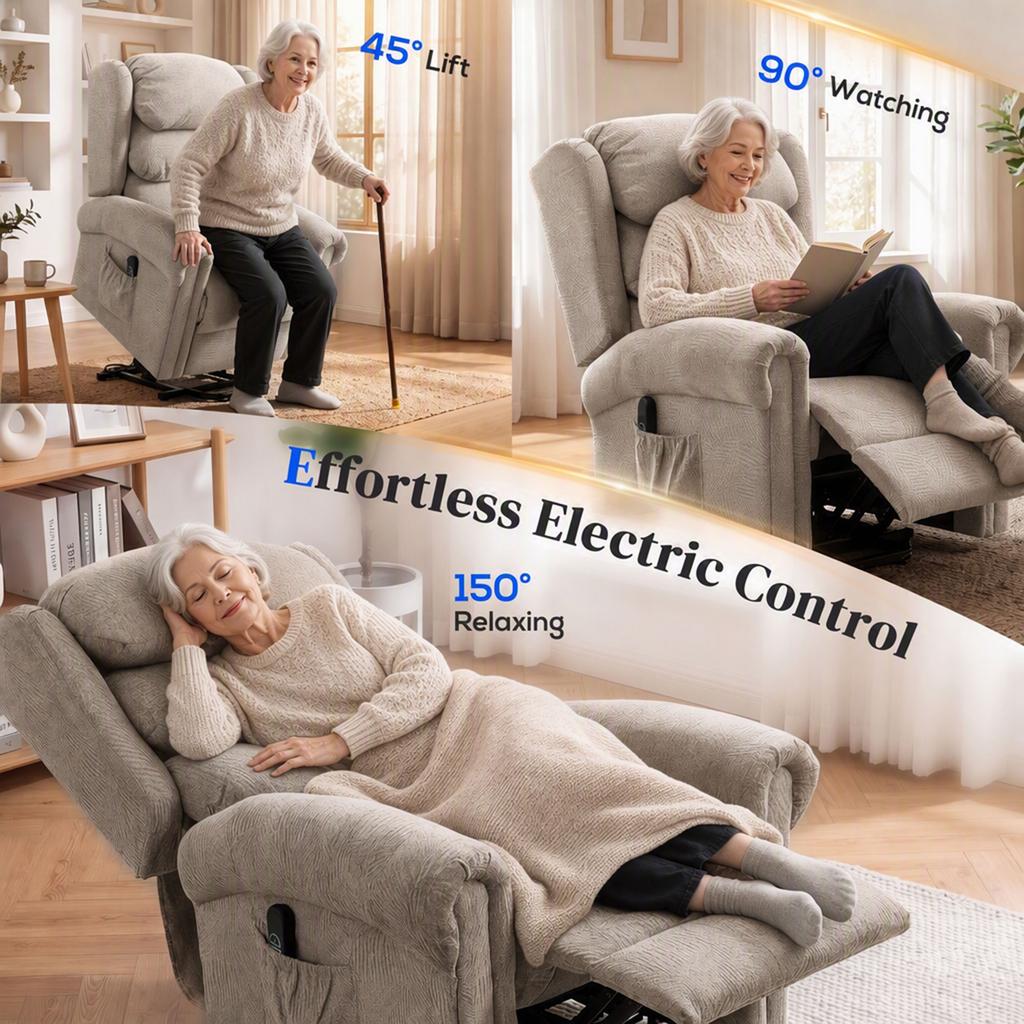 Riser Recliner Chair for Elderly, Electric Power Lift Chair, Khaki