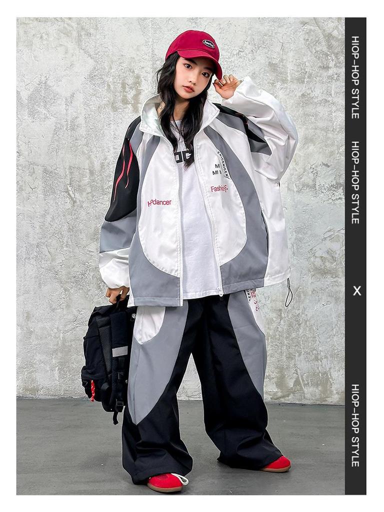 Hip-Hop Performance Outfit für Kinder - Herbst/Winter Sportset, Coole Street Dance Uniform für Jungen & Mädchen