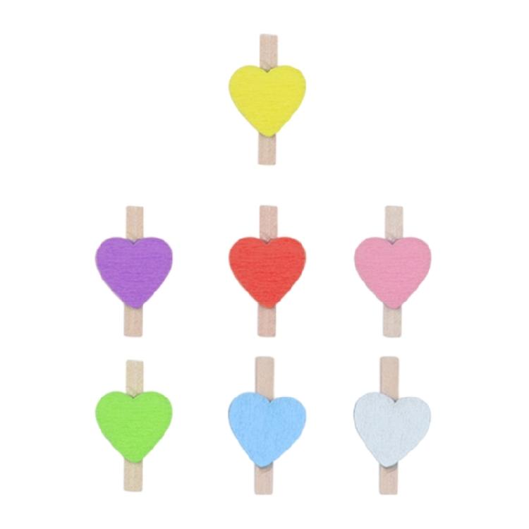 50Pcs Wood Heart Shape Pegs Wood Photo Display Clips Wood Clothes Pegs Photo Pins Set for Arts Crafts Hanging Pictures