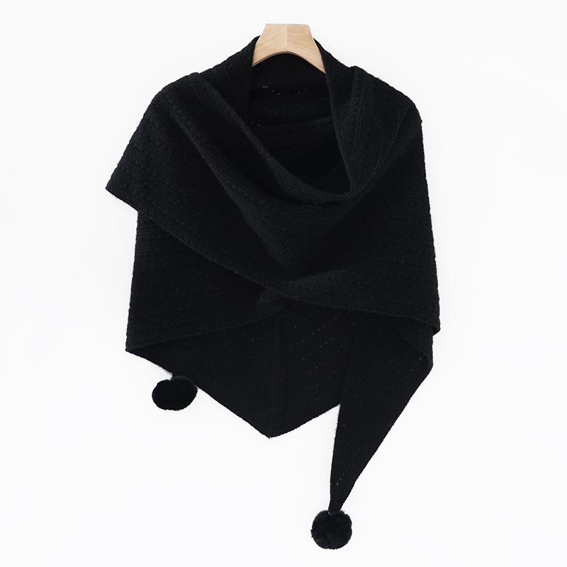 Women's 100% Cashmere Triangle Scarf - Versatile, Warm, Solid Color for Autumn & Winter